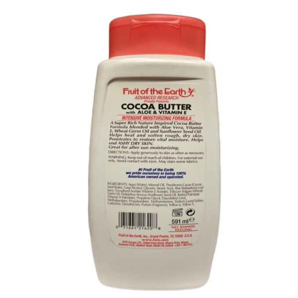 COCOA BUTTER SKIN CARE LOTION WITH VITAMIN E BY FRUIT OF THE EARTH | 325ML - Image 2