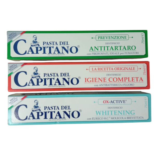 PASTA DEL CAPITANO TOOTHPASTE | IGIENE FOR ANTIBACTERIAL | WHITENING | ANTITARTARO FOR SMOKERS | 75 ML