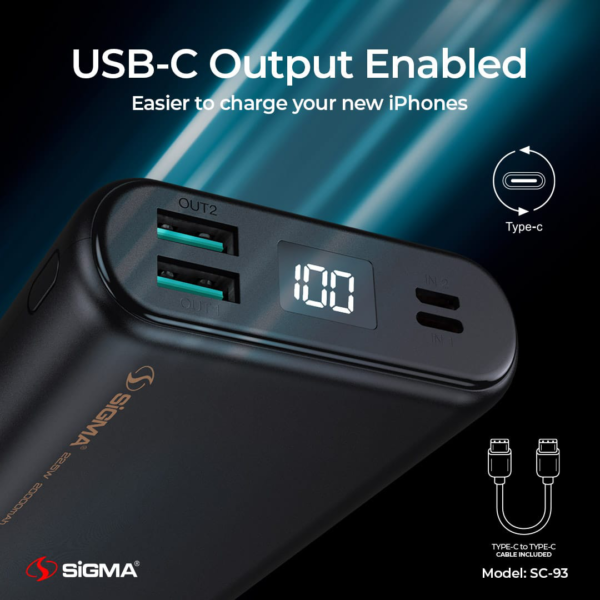 SIGMA ABABEEL POWER BANK | 20000MAH | MODEL: SC-93 | 100% GENUINE - Image 3