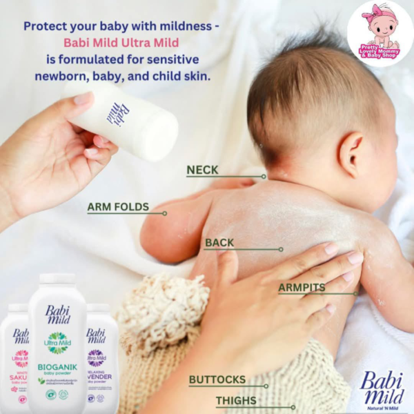 BABI MILD BABY POWDER | SWEETY PINK, DOUBLE MILK & ORGANIC BABY POWDER | 350 GRM - Image 5