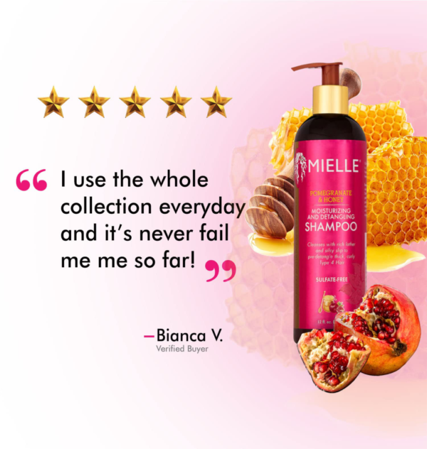 MIELLE MOISTURIZING AND DETANGLING SHAMPOO WITH POMEGRANATE & HONEY | 355ML | 100% ORIGINAL - Image 4