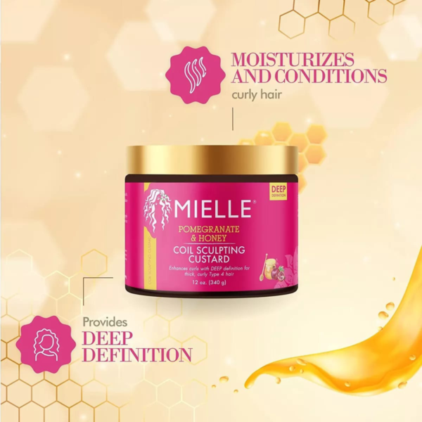 MIELLE COIL SCULPTING CUSTARD FOR THICK, CURLY TYPE 4 HAIR WITH POMEGRANATE & HONEY  | 340 GRM | 100% ORIGINAL - Image 5