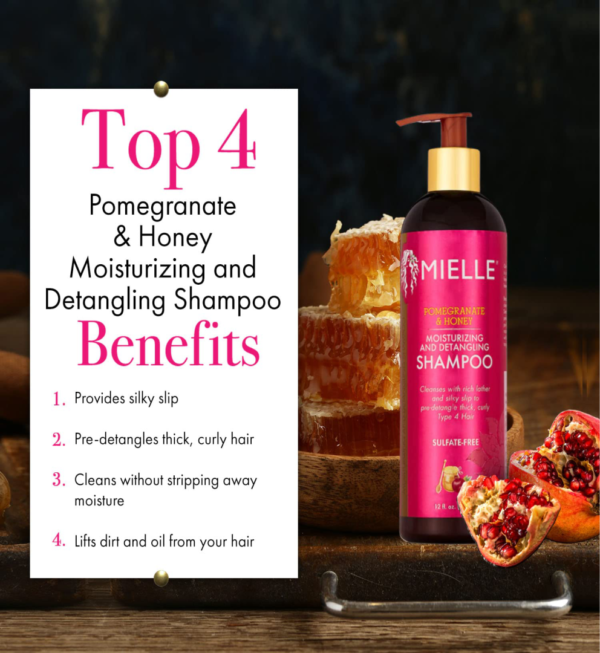 MIELLE MOISTURIZING AND DETANGLING SHAMPOO WITH POMEGRANATE & HONEY | 355ML | 100% ORIGINAL - Image 3